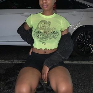 Kiss Of The Dragon Top - Neon Green